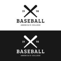 retro Jahrgang Baseball Logo Design mit Baseball Ball und Stock Konzept. Logo zum Turniere, Etiketten, Sport, Meisterschaften. vektor