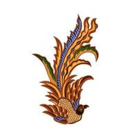 javanese batik fågel ikon sömlös mönster vektor bild