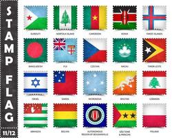 Stempel mit offiziellem Länderflaggenmuster und alter Grunge-Textur und Ländernamen. quadratische Form. Vektor. Set 11 von 12 dieser Serie. alle Nationalflaggen der Welt. vektor