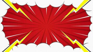 röd tom komisk tecknad serie bakgrund vektor med halvton, krafter, moln, och strålar