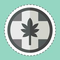 klistermärke linje skära märka cannabis Produkter. relaterad till cannabis symbol. enkel design redigerbar. enkel illustration vektor