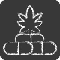 Symbol cbd Kapseln. verbunden zu Cannabis Symbol. Kreide Stil. einfach Design editierbar. einfach Illustration vektor