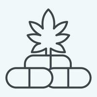 ikon cbd kapslar. relaterad till cannabis symbol. linje stil. enkel design redigerbar. enkel illustration vektor