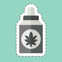 klistermärke linje skära cannabidiol . relaterad till cannabis symbol. enkel design redigerbar. enkel illustration vektor