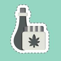 Aufkleber Linie Schnitt Cannabis Produkt. verbunden zu Cannabis Symbol. einfach Design editierbar. einfach Illustration vektor