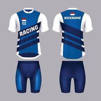 realistische blau-weiße Fahrrad-Trikot-Vorlage vektor