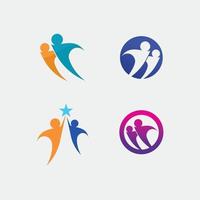 Menschenlogo, Team, Erfolgsmenschenarbeit, Gruppe und Gemeinschaft, Gruppenfirmen- und Geschäftslogovektor und Designpflege, Familiensymbol Erfolg Logo-Community vektor