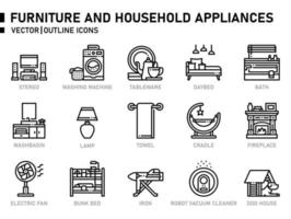 Möbel- und Haushaltsgeräte-Symbole vektor