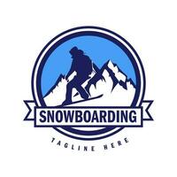 åka snowboard logotyp design vektor illustration