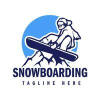 åka snowboard logotyp design vektor illustration