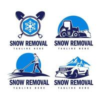 uppsättning av snö avlägsnande logotyp design, snö plöjning logotyp illustration vektor