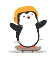 süßer Pinguin-Cartoon mit Skateboard vektor