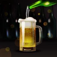 realistisches Bier, das in ein Glas gießt vektor