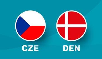 Tschechien vs Dänemark Match Vector Illustration Fußballmeisterschaft 2020