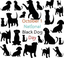 1 oktober är nationell svart hund dag vektor