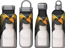 Set aus verschiedenen Thermosflaschen mit Pinguinmuster vektor