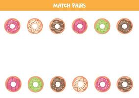 Match-Paare von Cartoon-Donuts. vektor