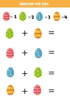 Zugabe von Ostereiern für Kinder. löse die Gleichung. vektor