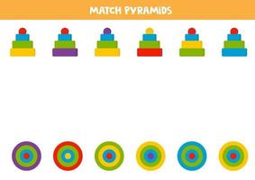 Match-Pyramide und ihre Ansicht von oben. vektor