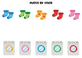 Sortieren Sie Socken und Waschmaschinen nach Farbe. vektor