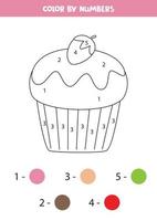 färg söt cupcake med siffror. vektor