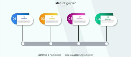 infographic design mall. tidslinje begrepp med 4 steg vektor