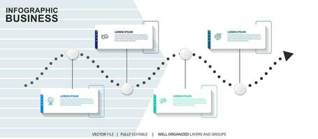 business infographic mall. tunn linje designetikett med ikon och 4 alternativ, steg eller processer. vektor