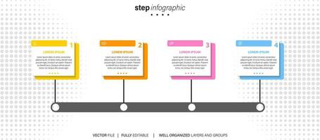 Zeitleiste Infografik dünn Linie Design mit Symbole. Vorlage zum Graph, Diagramm, Präsentationen. Geschäft Konzept mit 4 Optionen. Vektor Illustration.