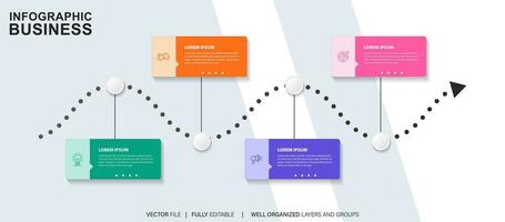 Zeitleiste Infografik dünn Linie Design mit Symbole. Vorlage zum Graph, Diagramm, Präsentationen. Geschäft Konzept mit 4 Optionen. Vektor Illustration.