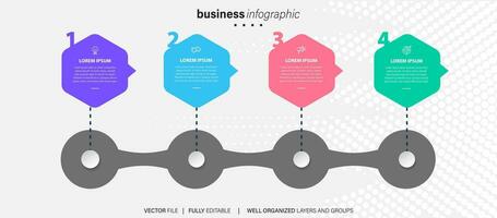 business infographic mall. tunn linje designetikett med ikon och 4 alternativ, steg eller processer. vektor