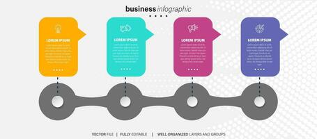 Business-Infografik-Vorlage. Etikett mit dünner Linie und Symbol und 4 Optionen, Schritten oder Prozessen. vektor