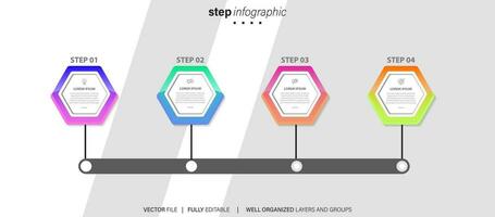 business infographic mall. tunn linje designetikett med ikon och 4 alternativ, steg eller processer. vektor