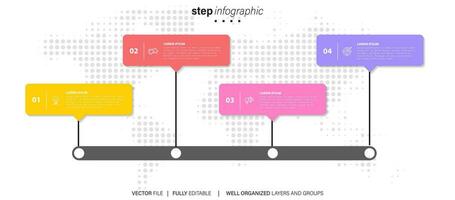 business infographic mall. tunn linje designetikett med ikon och 4 alternativ, steg eller processer. vektor