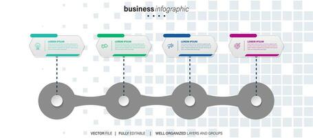 Zeitleiste Infografik dünn Linie Design mit Symbole. Vorlage zum Graph, Diagramm, Präsentationen. Geschäft Konzept mit 4 Optionen. Vektor Illustration.