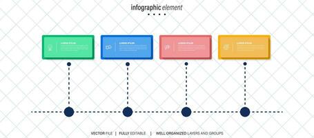 Vektor Infografik Vorlage mit Etikett, integriert Taste. Geschäft Konzept mit 4 Optionen. zum Inhalt, Diagramm, Flussdiagramm, Schritte, Teile, Zeitleiste Infografiken, Arbeitsablauf, Diagramm.