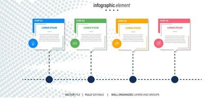 Vektor Infografik Vorlage mit Etikett, integriert Taste. Geschäft Konzept mit 4 Optionen. zum Inhalt, Diagramm, Flussdiagramm, Schritte, Teile, Zeitleiste Infografiken, Arbeitsablauf, Diagramm.