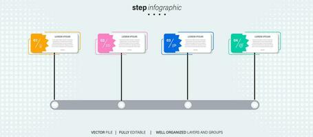 infographic design mall. tidslinje begrepp med 4 steg vektor