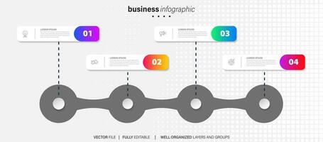 Business-Infografik-Vorlage. Etikett mit dünner Linie und Symbol und 4 Optionen, Schritten oder Prozessen. vektor