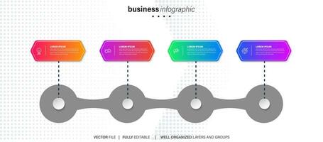 Zeitleiste Infografik dünn Linie Design mit Symbole. Vorlage zum Graph, Diagramm, Präsentationen. Geschäft Konzept mit 4 Optionen. Vektor Illustration.