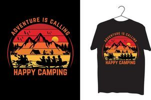 Abenteuer ist Berufung glücklich Camping T-Shirt Design vektor