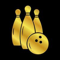 Gold farbig Bowling Symbol vektor