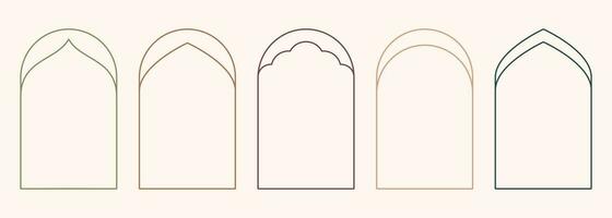 modern minimalistisch ästhetisch Linie Bogen Frames im modisch Boho Stil. modern y2k Vektor Design Gliederung geometrisch bilden zum Banner, Sozial Medien, Poster. gestalten islamisch Tür Silhouette Arabisch Grenze.