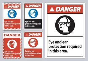 Warnschild Augen- und Gehörschutz in diesem Bereich erforderlich vektor