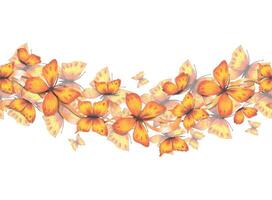sömlös gräns med abstrakt orange fjärilar , vattenfärg vektor