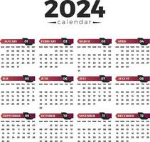 2024 Kalender editierbar Vorlage kostenlos Vektor