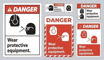 Warnschild Schutzausrüstung mit Schutzbrille und Brillengrafiken tragen vektor