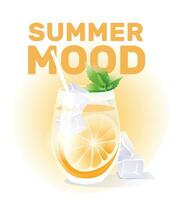 färsk orange cocktail med is kuber på en glas. sommar händelse, strand fest, semester begrepp. vit bakgrund. vektor illustration