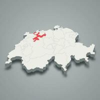solothurn kanton plats inom schweiz 3d Karta vektor