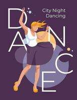 dansa fest affisch design med attraktiv ung kvinna. abstrakt runda sfär bakgrund. reklam flygblad, vykort. vektor platt illustration