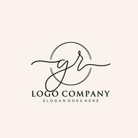 första gr feminin logotyp samlingar mall. handstil logotyp av första signatur, bröllop, mode, smycken, boutique, blommig och botanisk med kreativ mall för några företag eller företag. vektor
